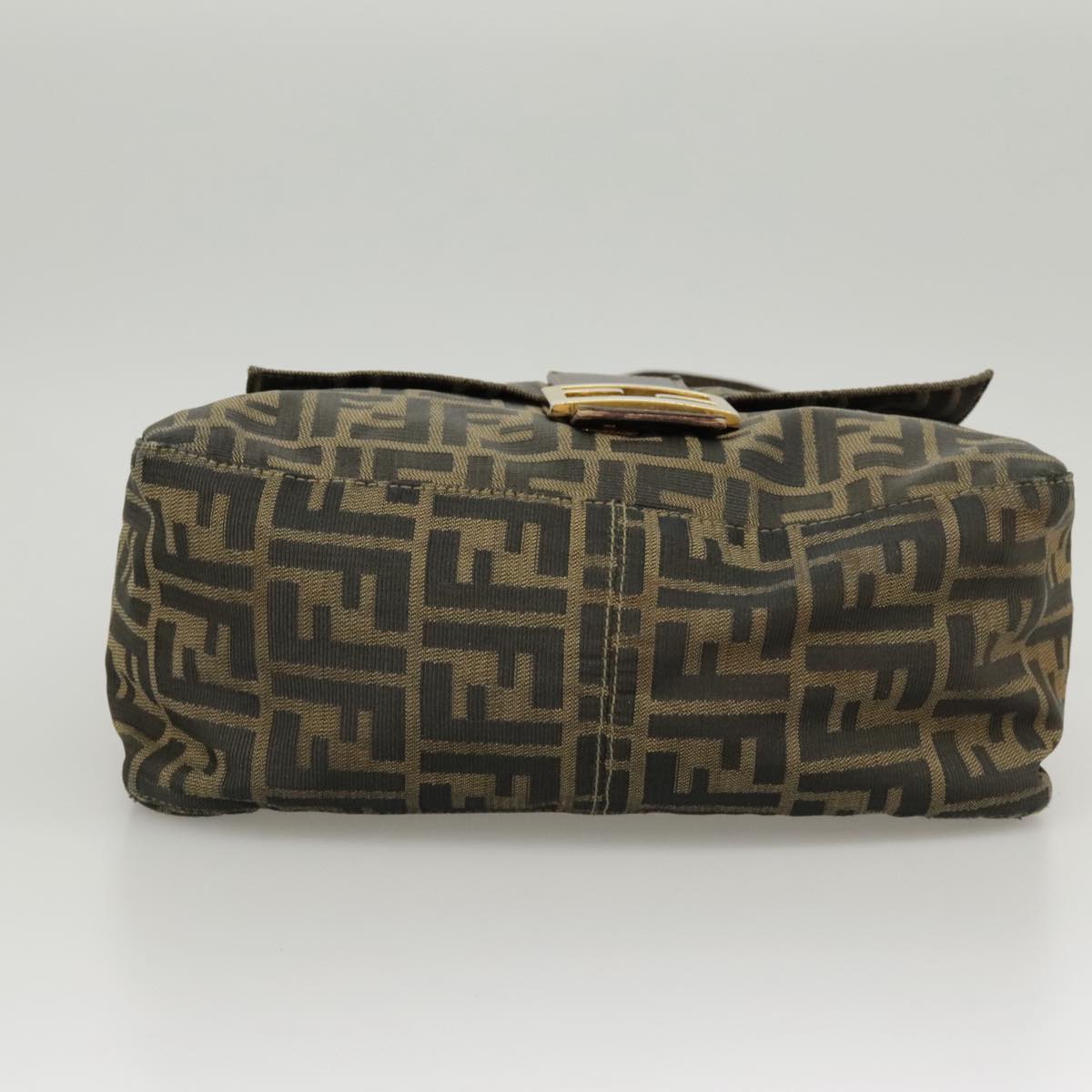 FENDI Zucca Canvas Mamma Baguette Shoulder Bag Brown Black 100706