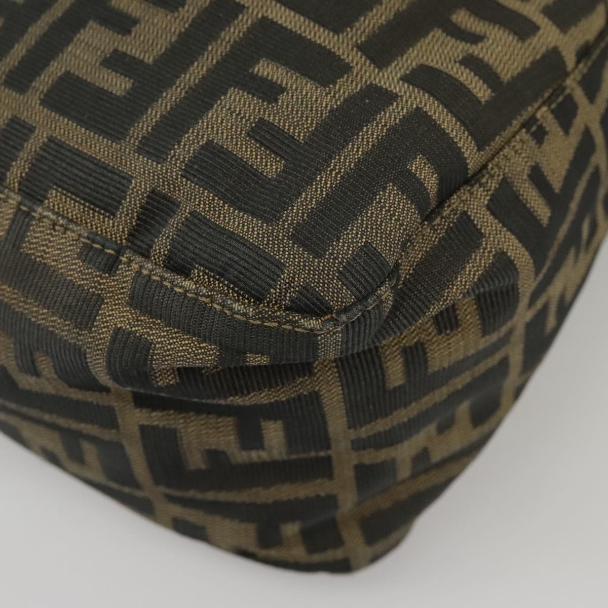 FENDI Zucca Canvas Mamma Baguette Shoulder Bag Brown Black 100706