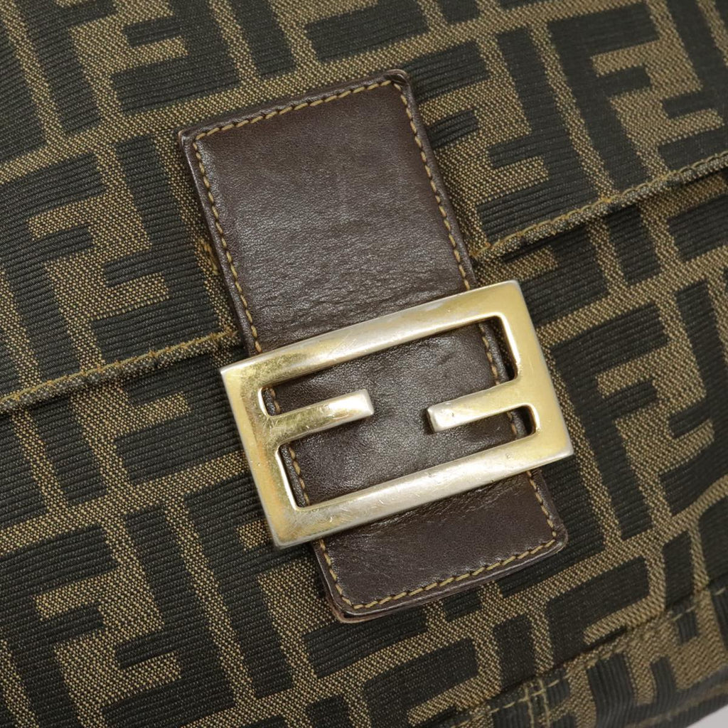 FENDI Zucca Canvas Mamma Baguette Shoulder Bag Brown Black 100706