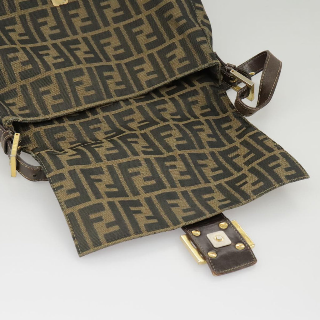 FENDI Zucca Canvas Mamma Baguette Shoulder Bag Brown Black 100706