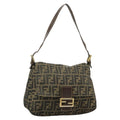 FENDI Zucca Canvas Mamma Baguette Shoulder Bag Brown Black 100706