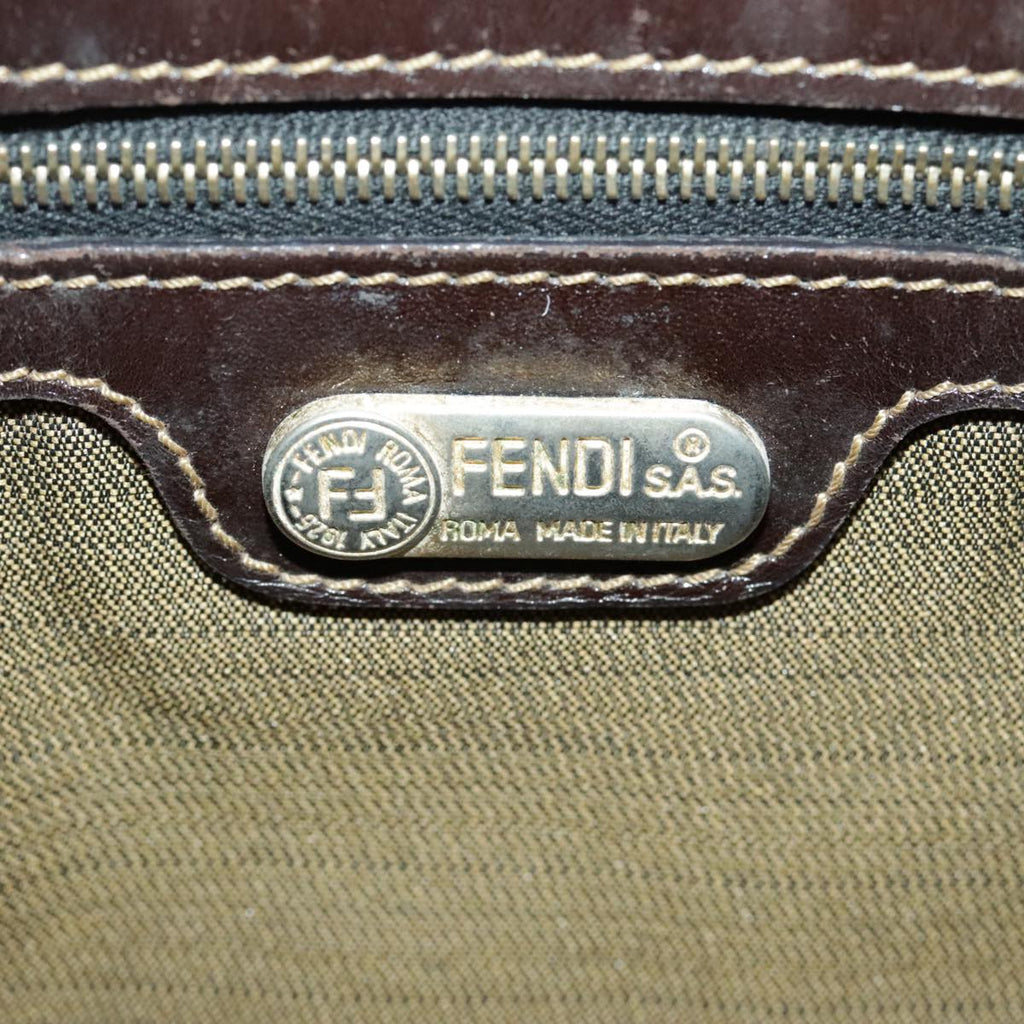 FENDI Zucca Canvas Mamma Baguette Shoulder Bag Brown Black 100706