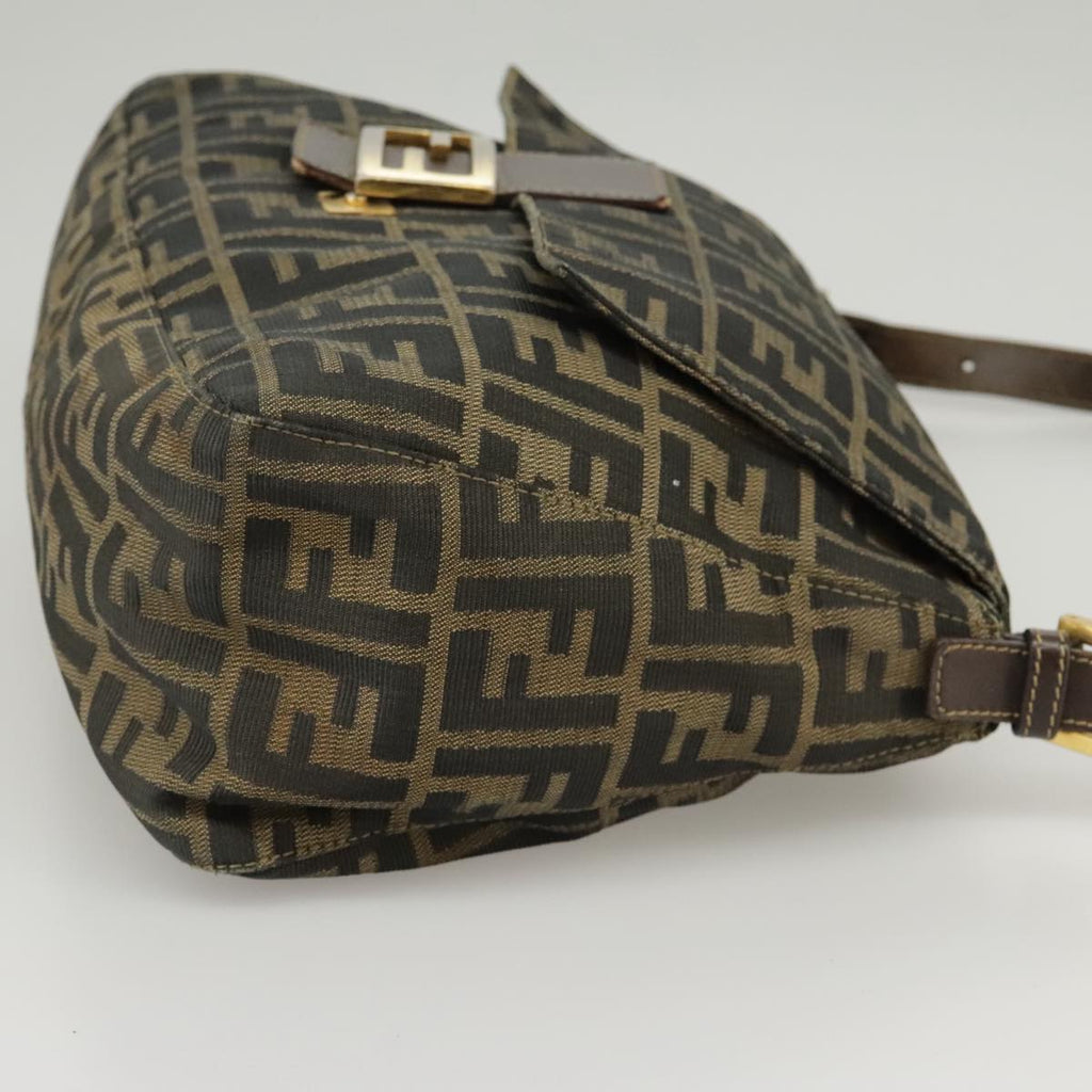 FENDI Zucca Canvas Mamma Baguette Shoulder Bag Brown Black 100706
