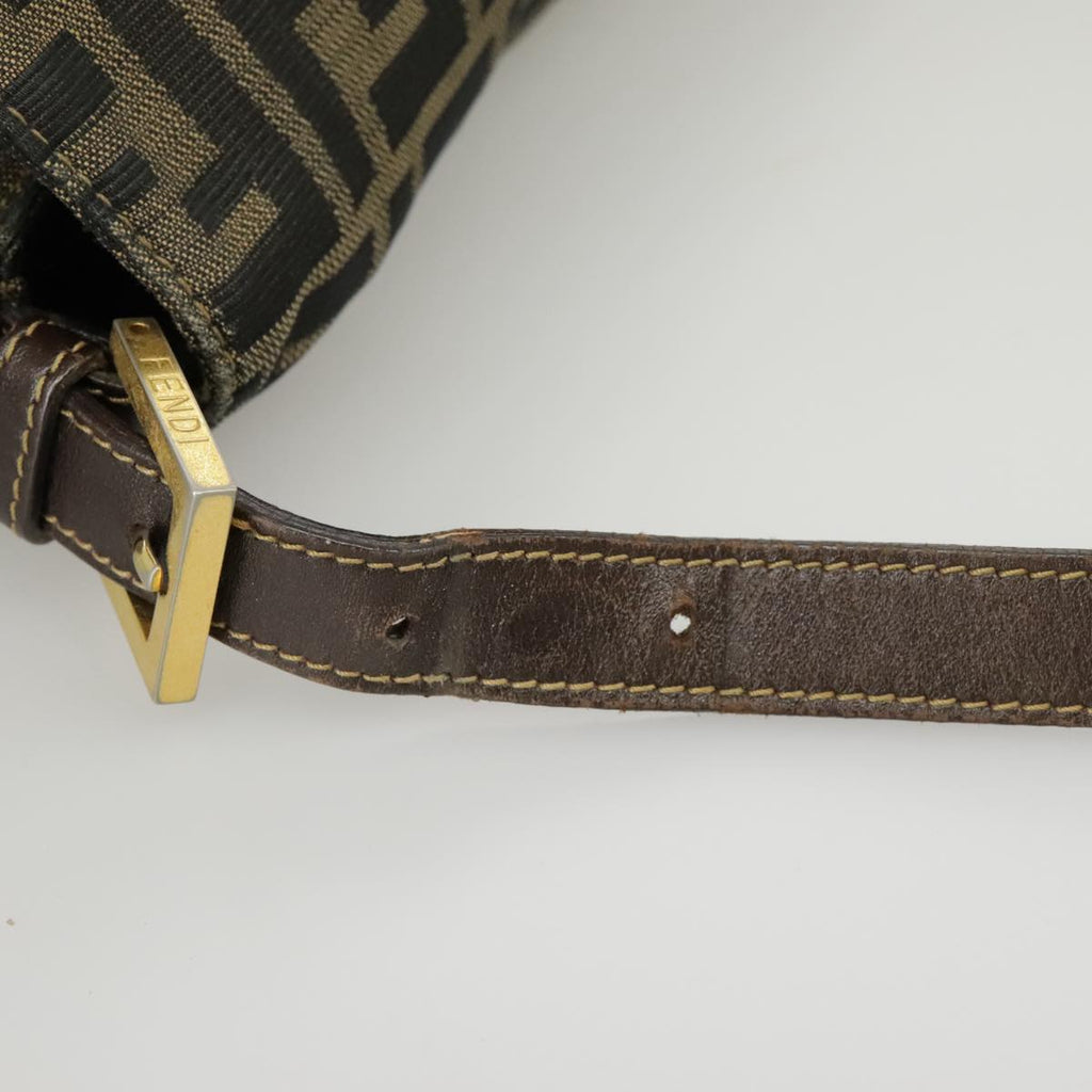 FENDI Zucca Canvas Mamma Baguette Shoulder Bag Brown Black 100706