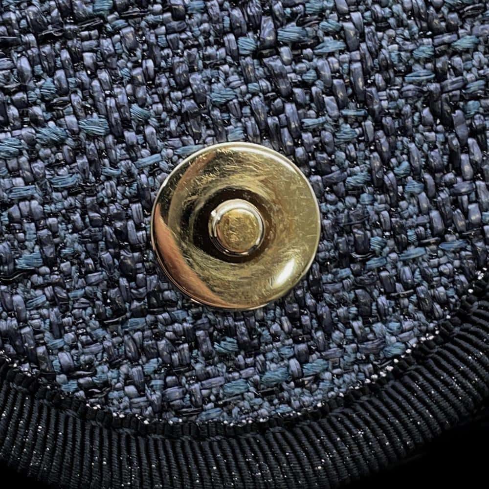 CHANEL Deauville Navy/BlackA66941 Straw Leather Size GM