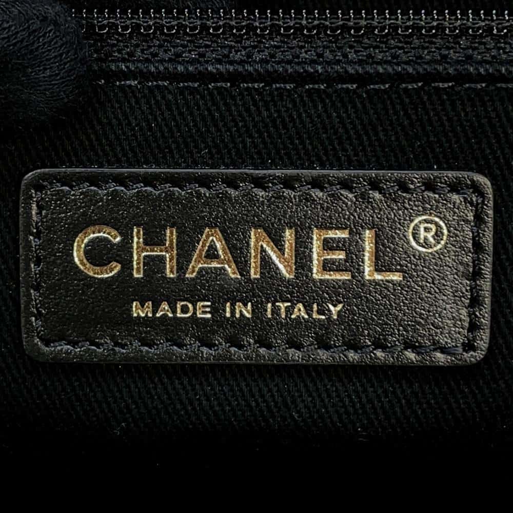 CHANEL Deauville Navy/BlackA66941 Straw Leather Size GM