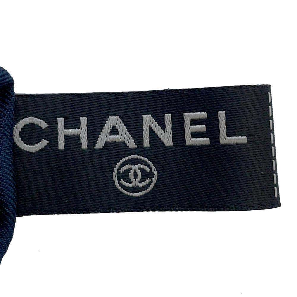 CHANEL CC Logo Ribbon Motif Scrunchie Navy/White/PinkAA9376 Silk100%