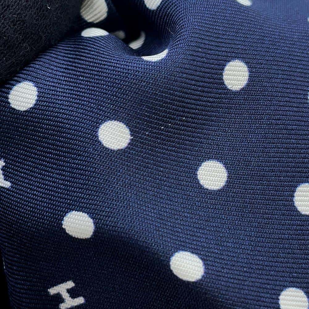 CHANEL CC Logo Ribbon Motif Polka Dot Scrunchie Navy/WhiteAA9828 Silk100%