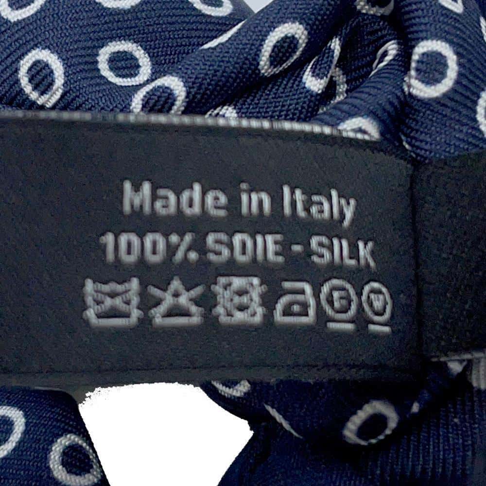 CHANEL CC Logo Ribbon Motif Polka Dot Scrunchie Navy/WhiteAA9828 Silk100%