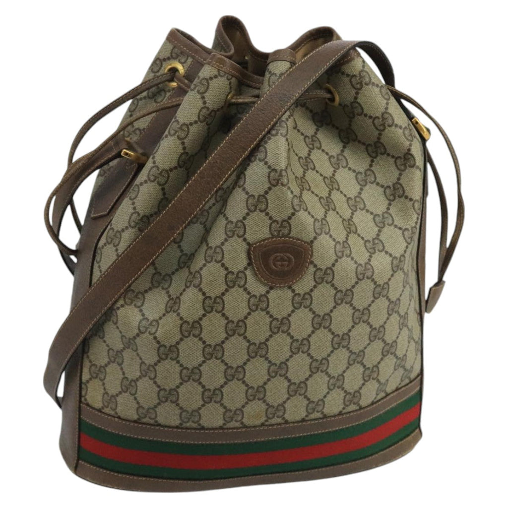 GUCCI GG Supreme Web Sherry Line Shoulder Bag PVC Beige 001 084 0850 100711