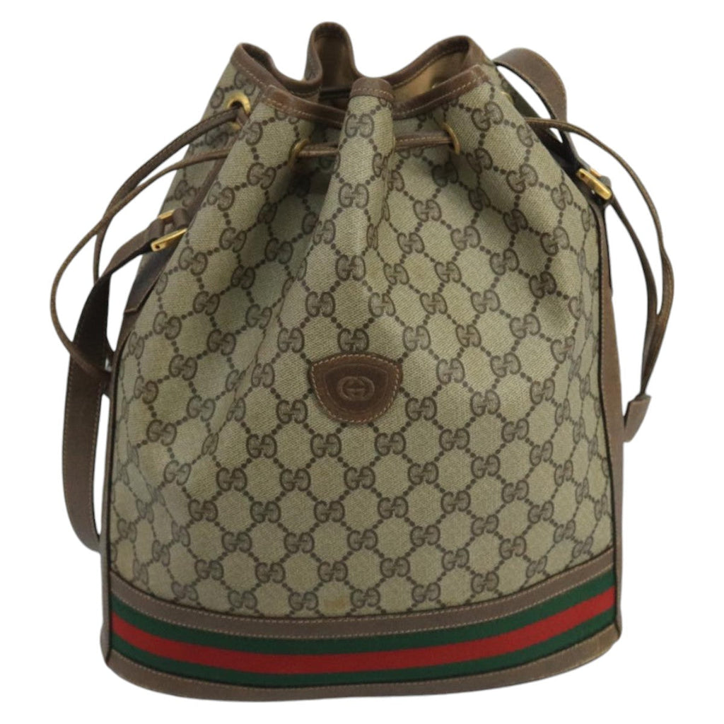 GUCCI GG Supreme Web Sherry Line Shoulder Bag PVC Beige 001 084 0850 100711