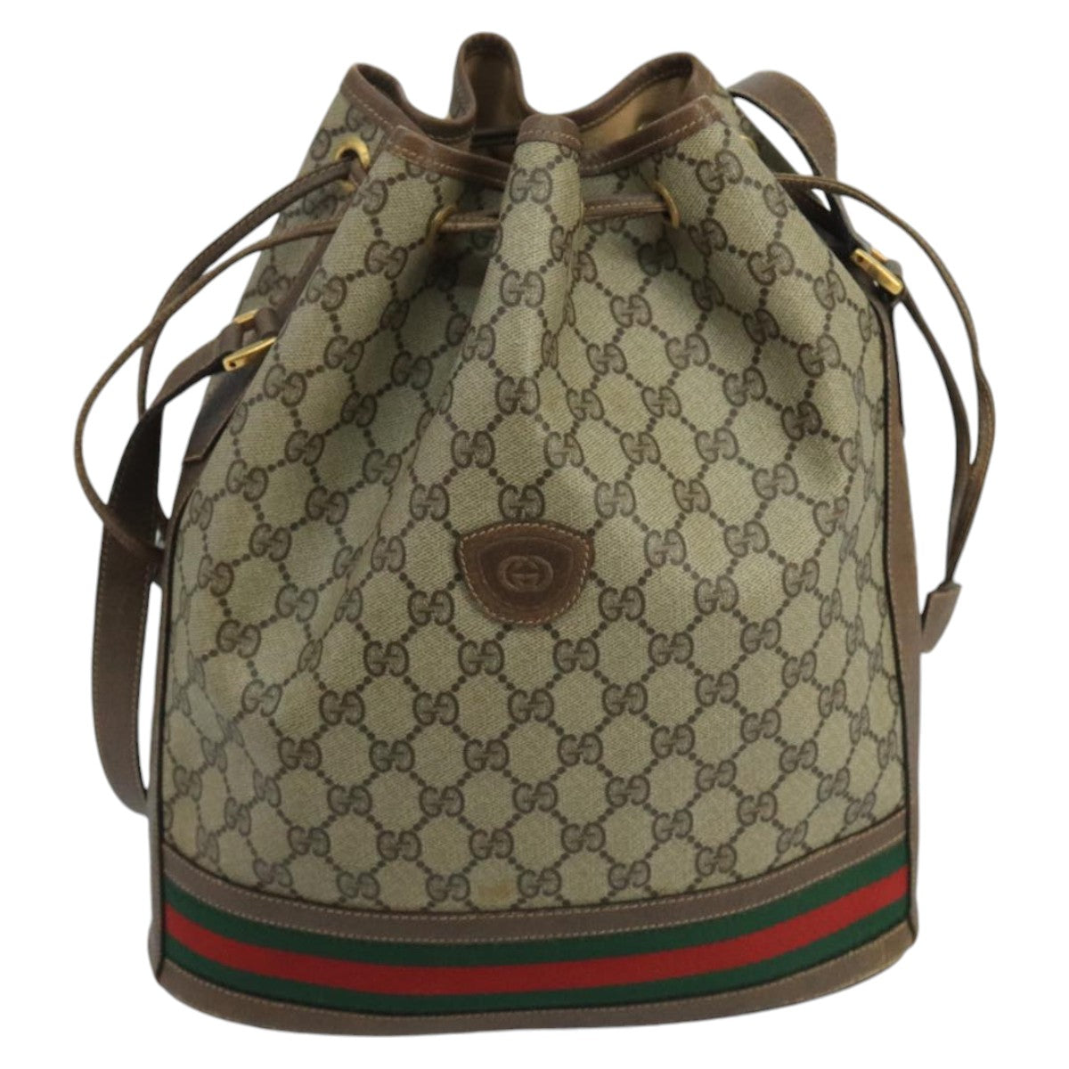 GUCCI GG Supreme Web Sherry Line Shoulder Bag PVC Beige 001 084 0850 100711