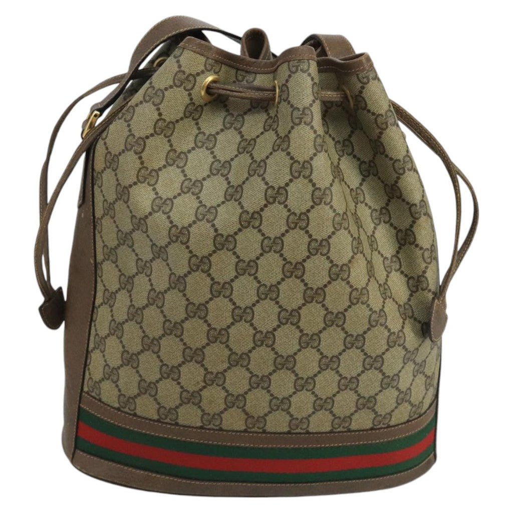 GUCCI GG Supreme Web Sherry Line Shoulder Bag PVC Beige 001 084 0850 100711