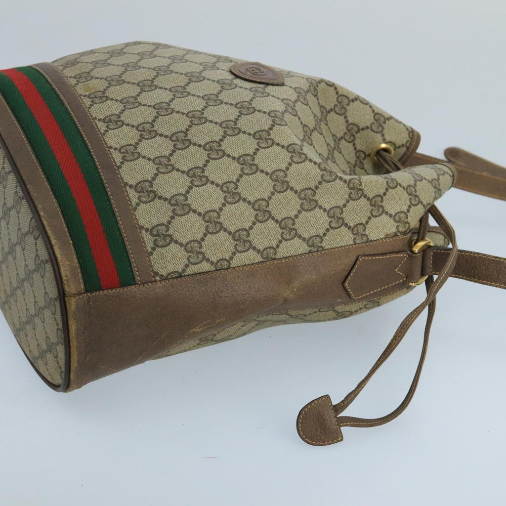 GUCCI GG Supreme Web Sherry Line Shoulder Bag PVC Beige 001 084 0850 100711