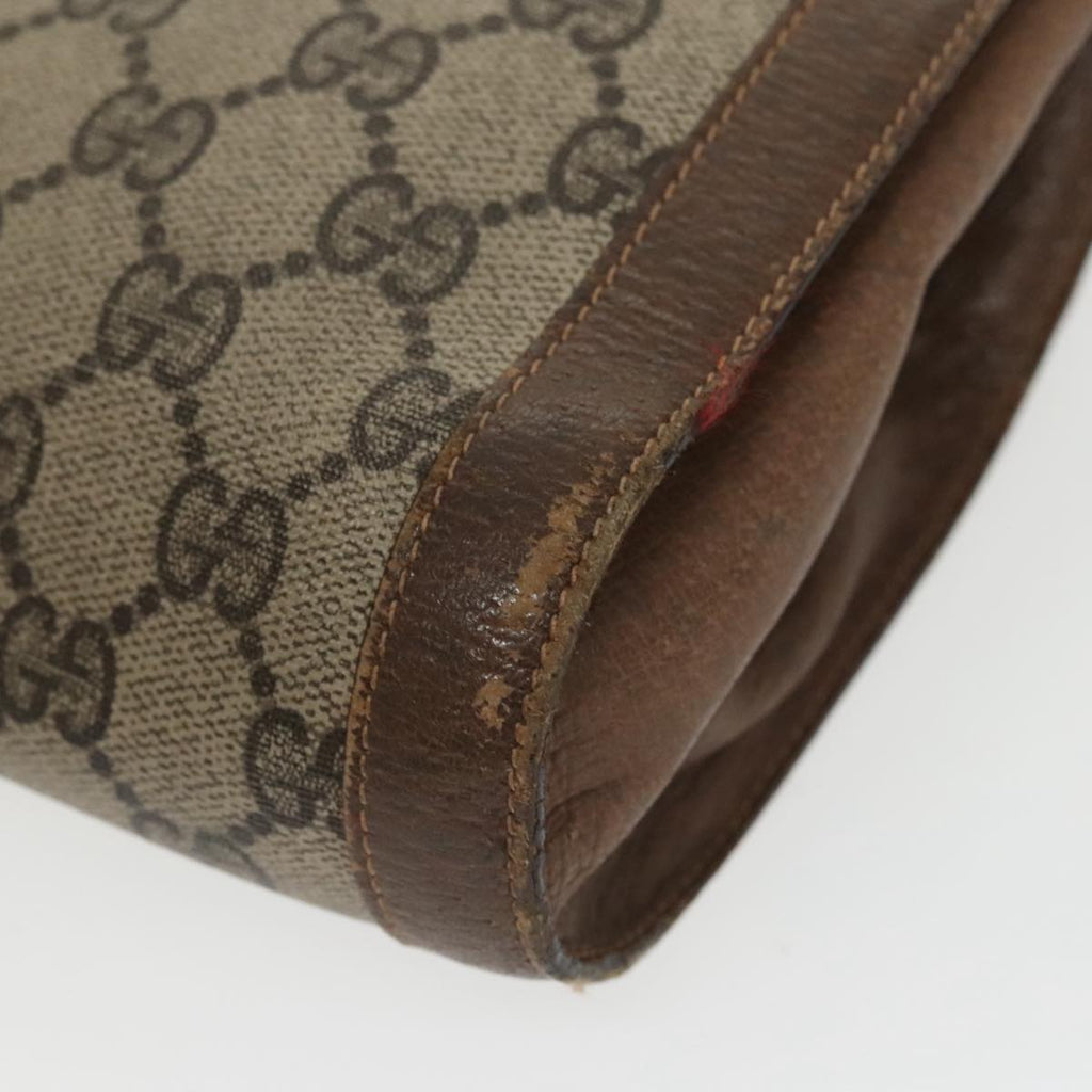 GUCCI GG Supreme Web Sherry Line Clutch Bag PVC Beige Red Green 100712