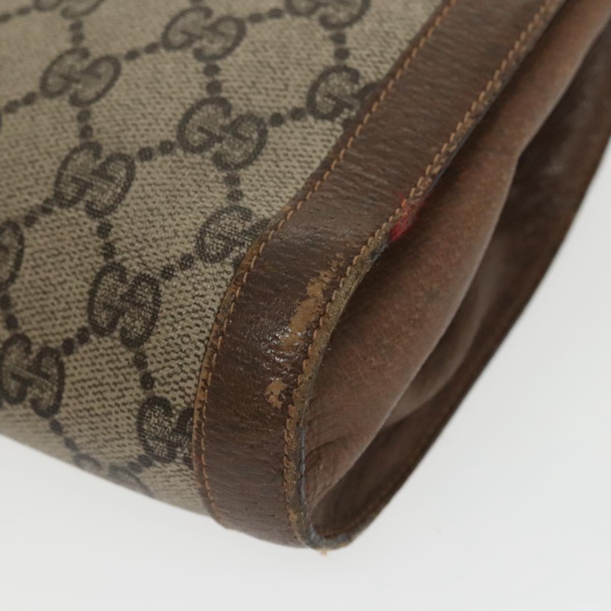 GUCCI GG Supreme Web Sherry Line Clutch Bag PVC Beige Red Green 100712