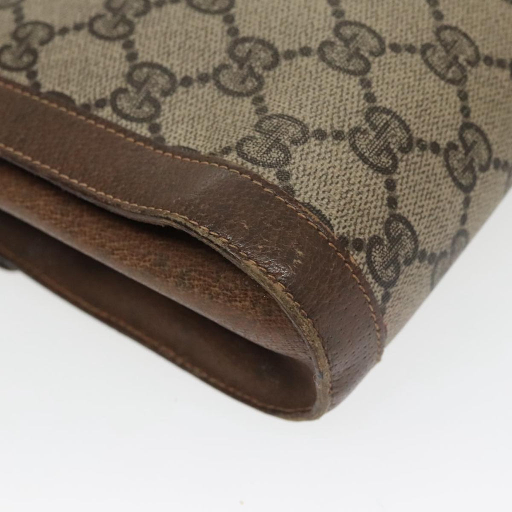 GUCCI GG Supreme Web Sherry Line Clutch Bag PVC Beige Red Green 100712
