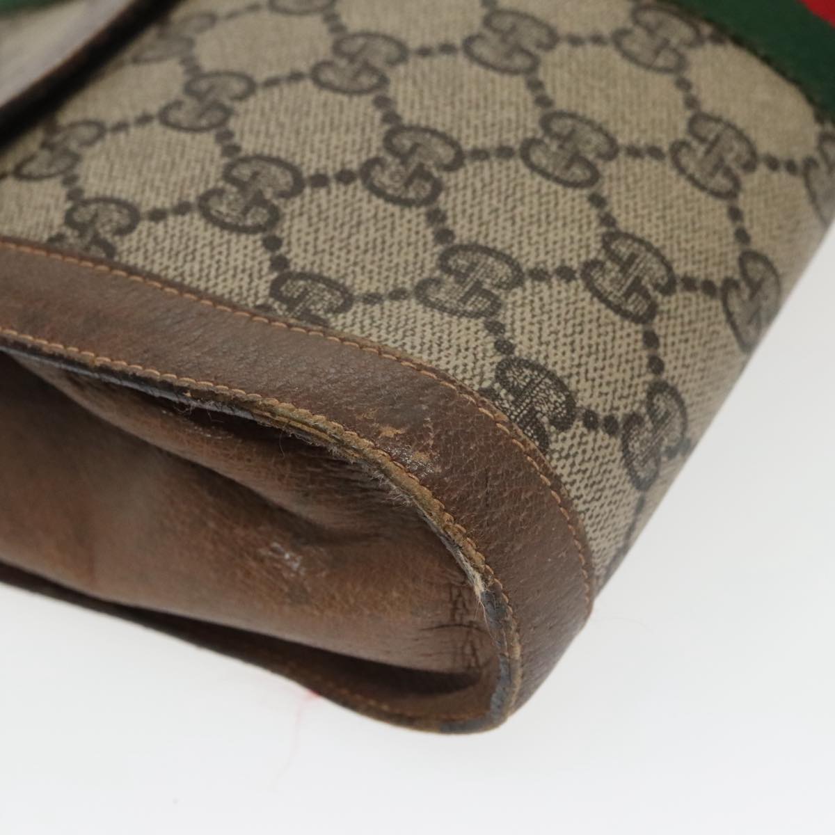 GUCCI GG Supreme Web Sherry Line Clutch Bag PVC Beige Red Green 100712