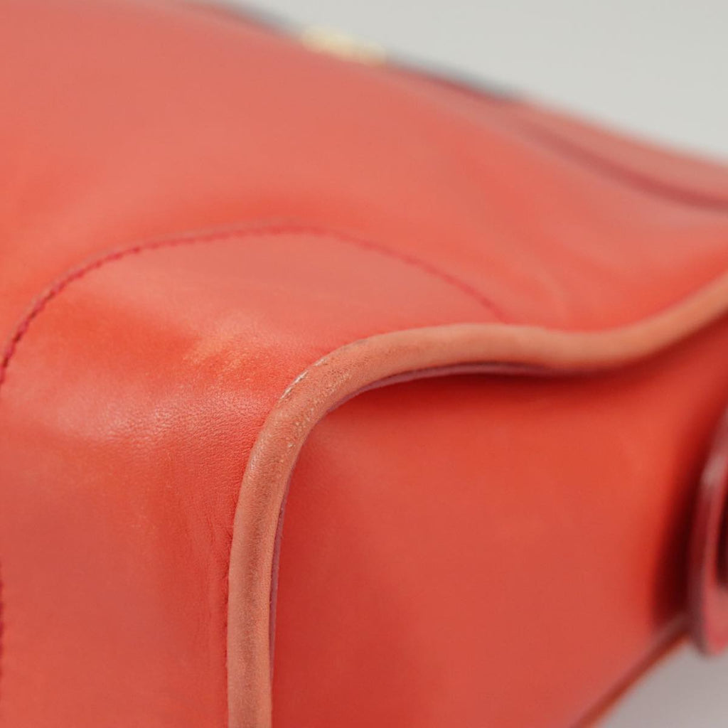 GUCCI Sherry Line Shoulder Bag Leather Orange Navy Red 100717