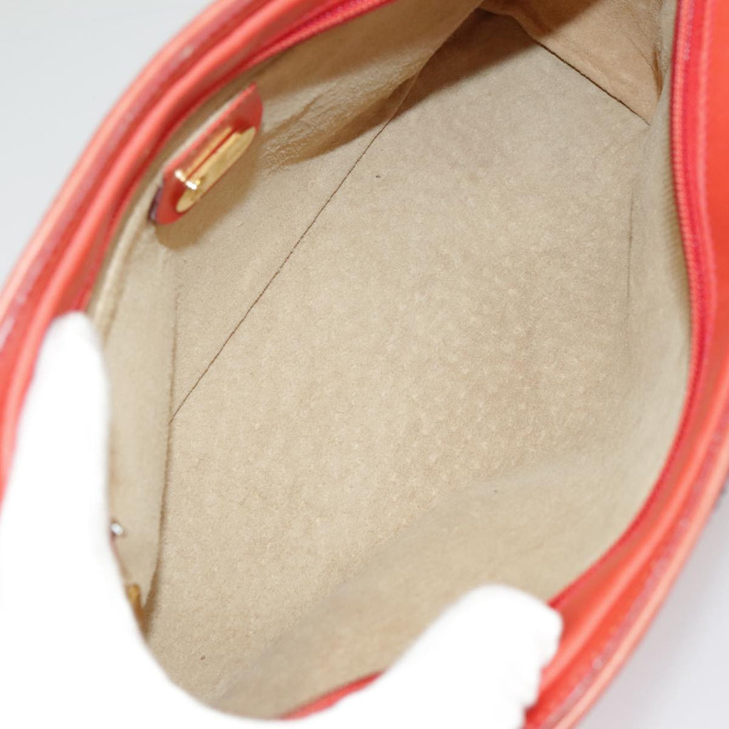 GUCCI Sherry Line Shoulder Bag Leather Orange Navy Red 100717