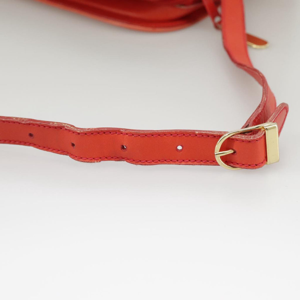 GUCCI Sherry Line Shoulder Bag Leather Orange Navy Red 100717
