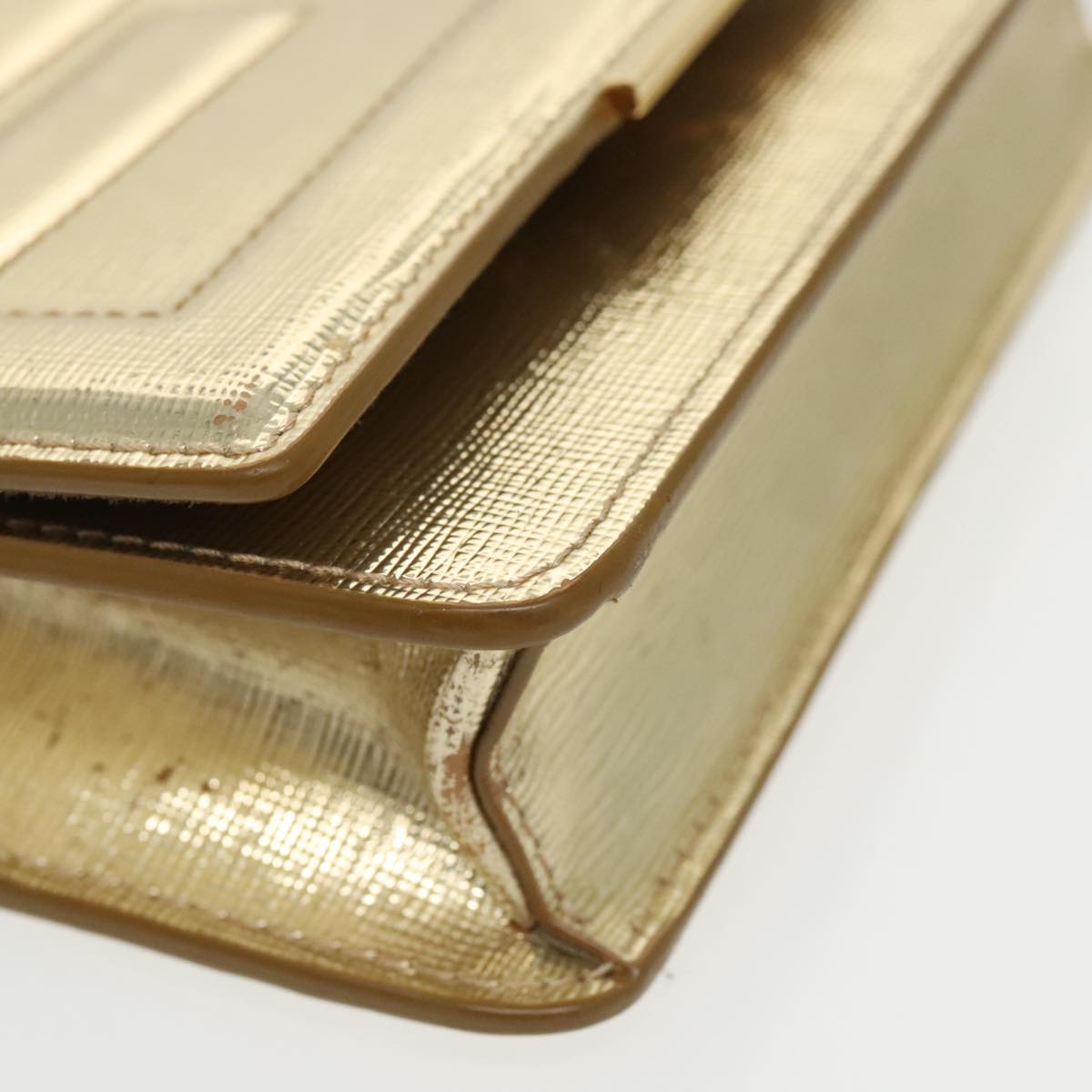 FENDI Shoulder Bag Leather Gold 100718