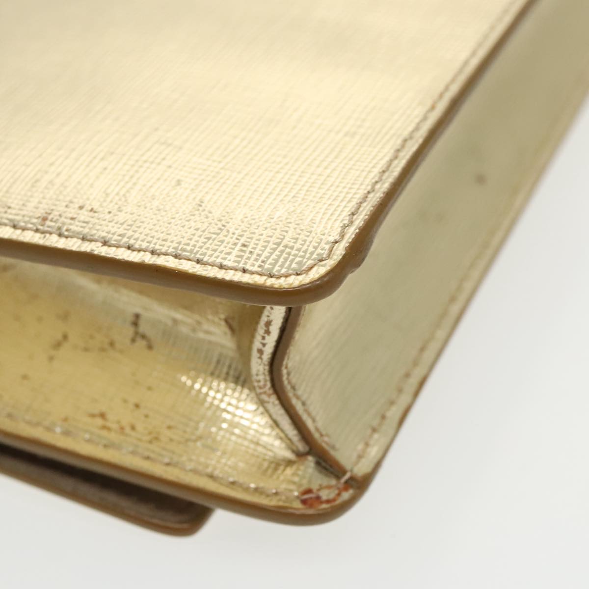 FENDI Shoulder Bag Leather Gold 100718