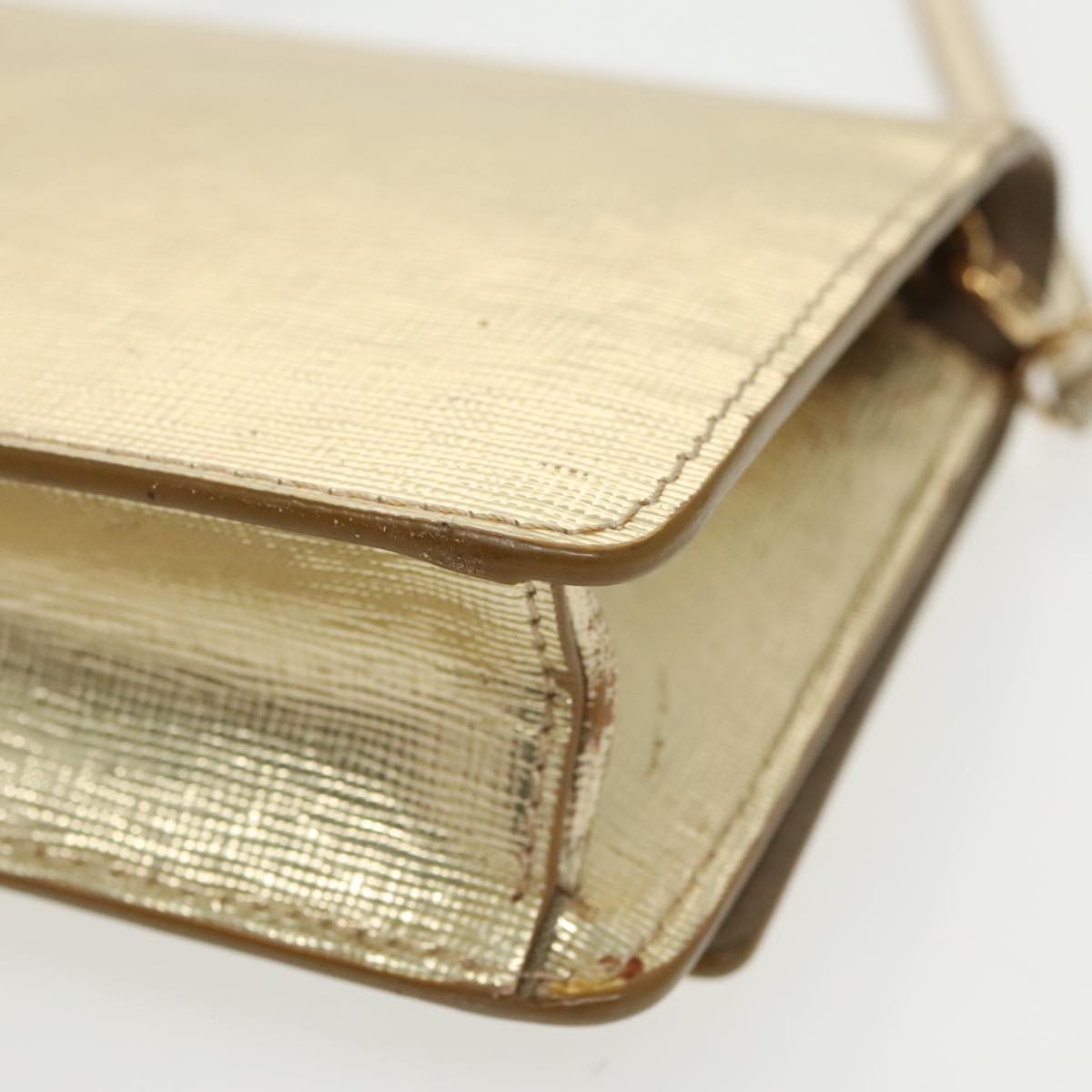 FENDI Shoulder Bag Leather Gold 100718
