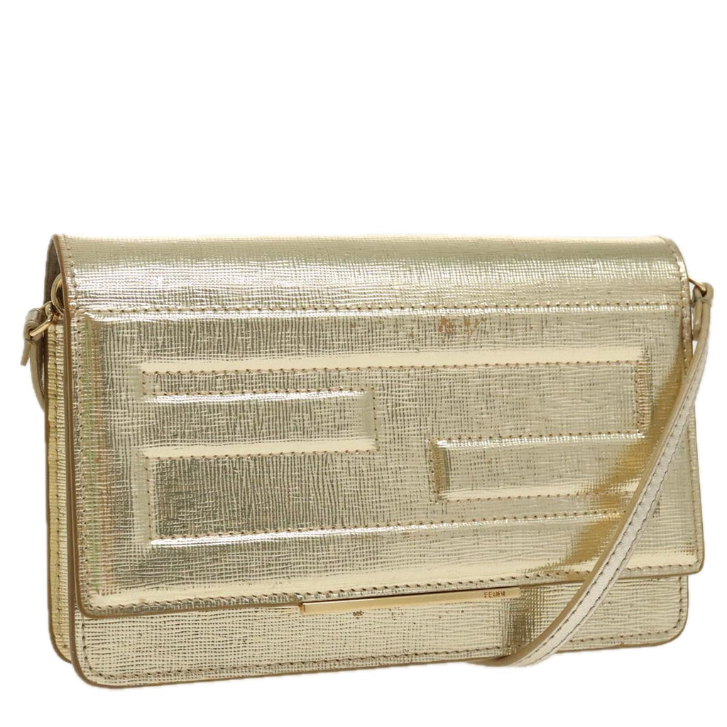 FENDI Shoulder Bag Leather Gold 100718