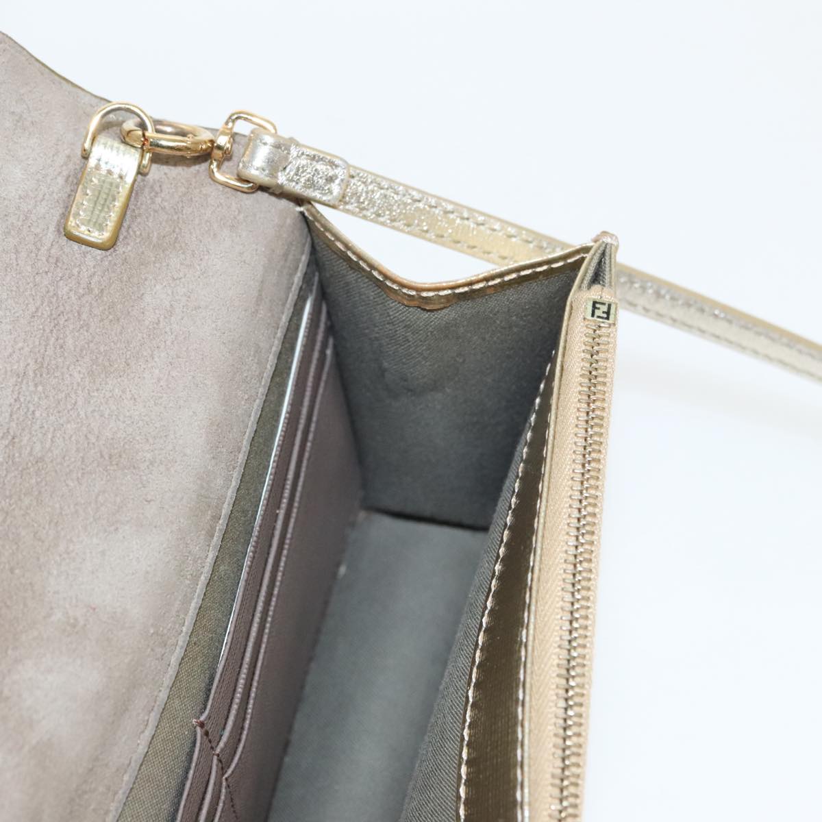 FENDI Shoulder Bag Leather Gold 100718