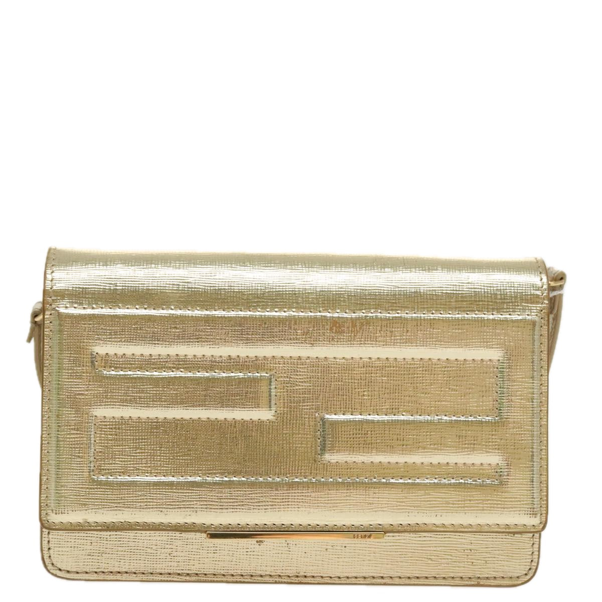 FENDI Shoulder Bag Leather Gold 100718