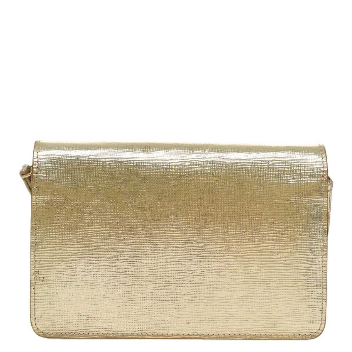 FENDI Shoulder Bag Leather Gold 100718