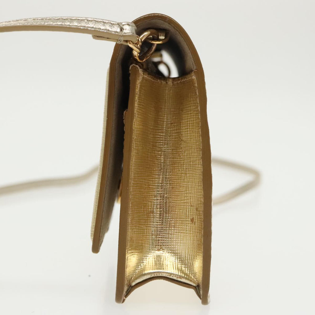 FENDI Shoulder Bag Leather Gold 100718