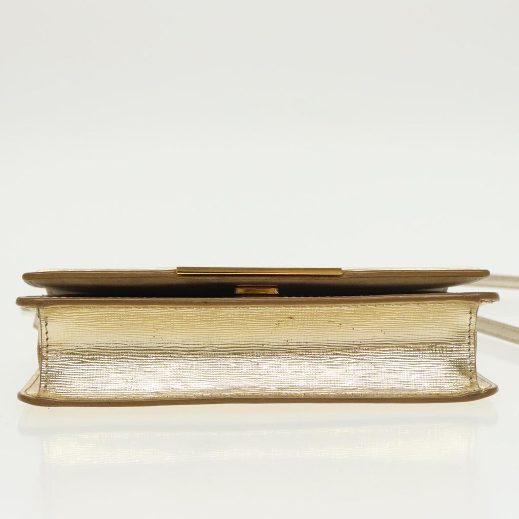 FENDI Shoulder Bag Leather Gold 100718