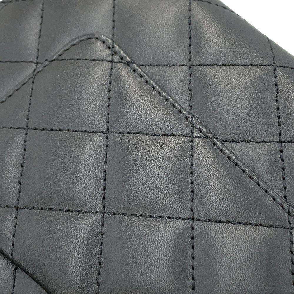 CHANEL Cambon Line Zip Around Long Wallet Black/PinkA50078 Calf Leather/Patent Leather