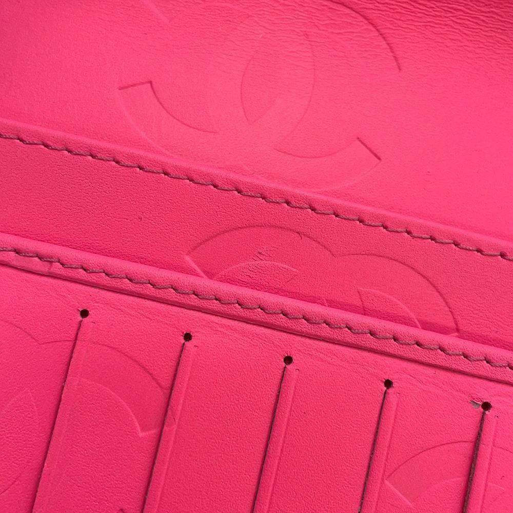 CHANEL Cambon Line Zip Around Long Wallet Black/PinkA50078 Calf Leather/Patent Leather