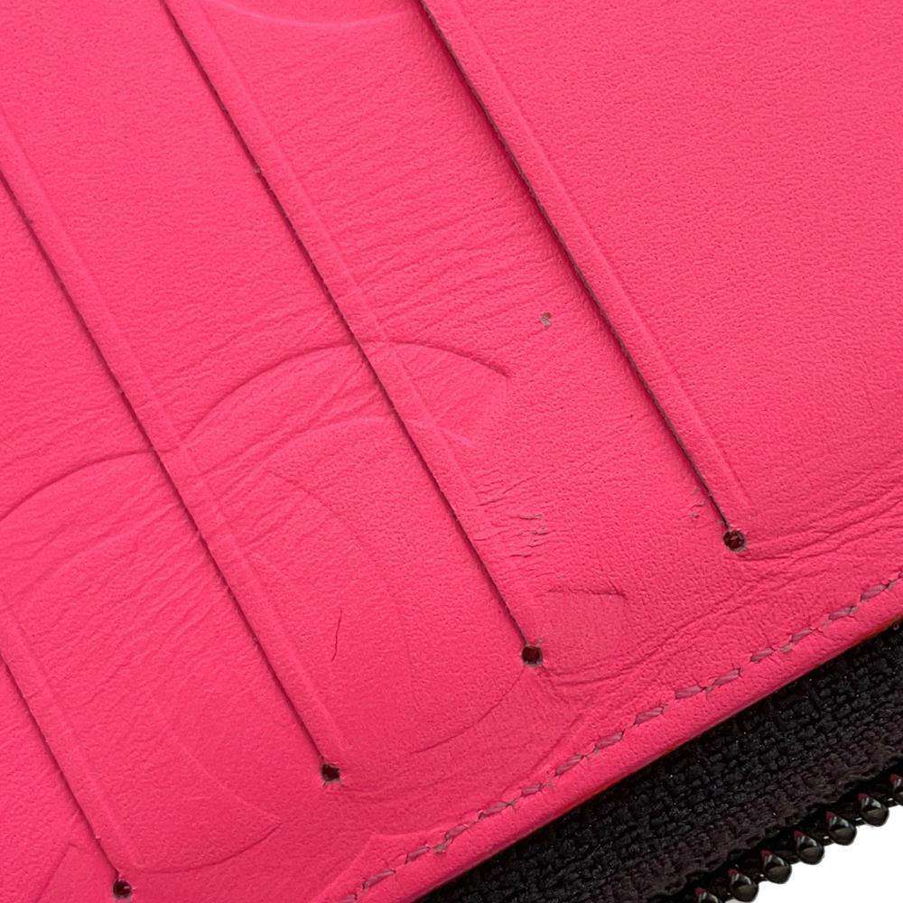 CHANEL Cambon Line Zip Around Long Wallet Black/PinkA50078 Calf Leather/Patent Leather