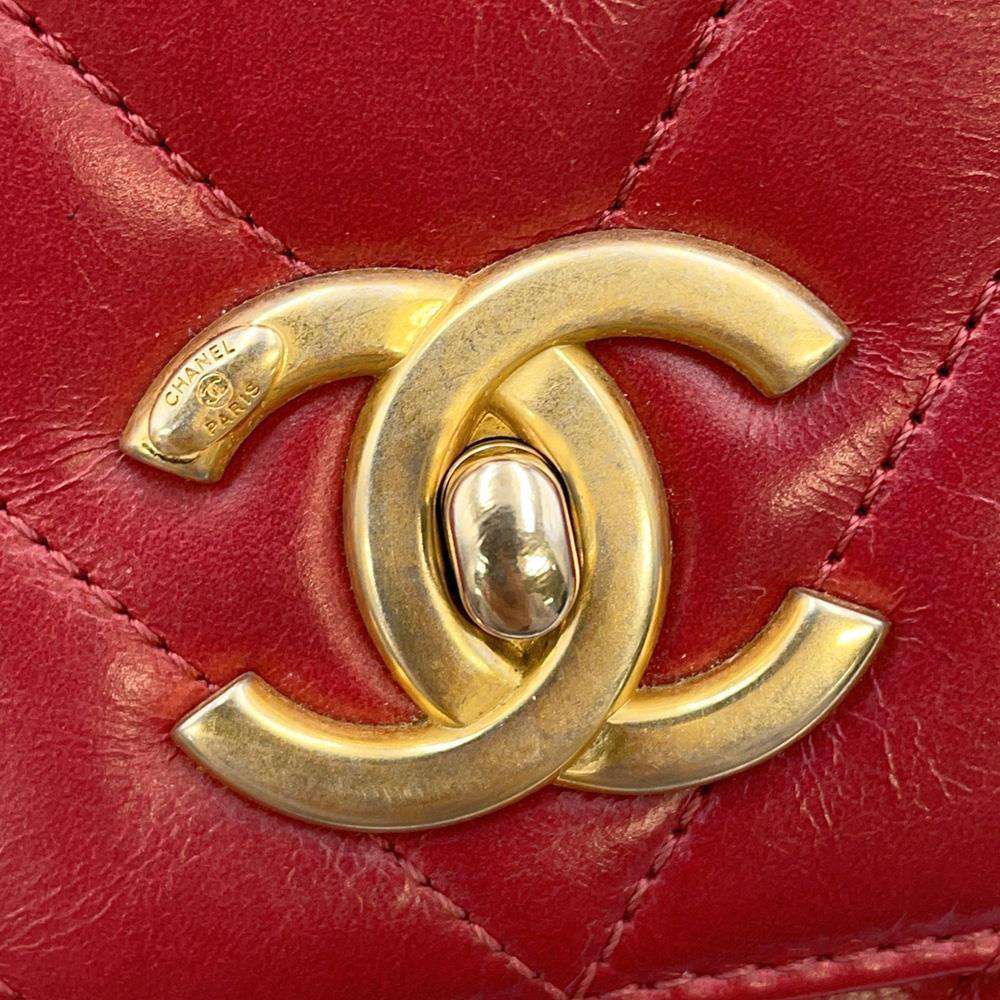 CHANEL Top Handle Chain 2wayBag RedA92991 Calf Leather