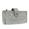 CHANEL Pouch Lamb Skin Silver CC 100726