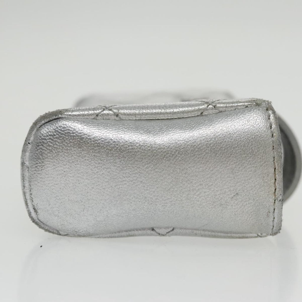 CHANEL Pouch Lamb Skin Silver CC 100726