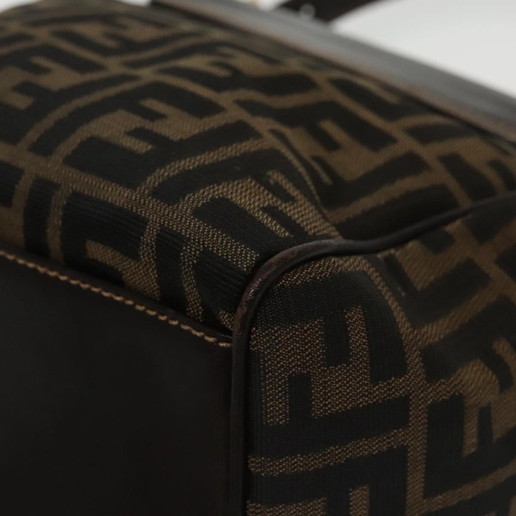 FENDI Zucca Canvas Hand Bag Brown Black gold 100727
