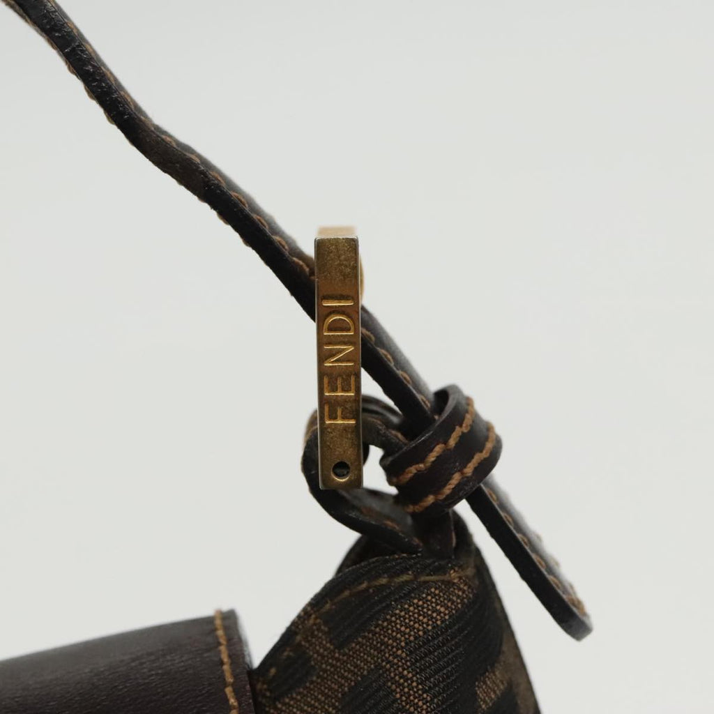 FENDI Zucca Canvas Hand Bag Brown Black gold 100727
