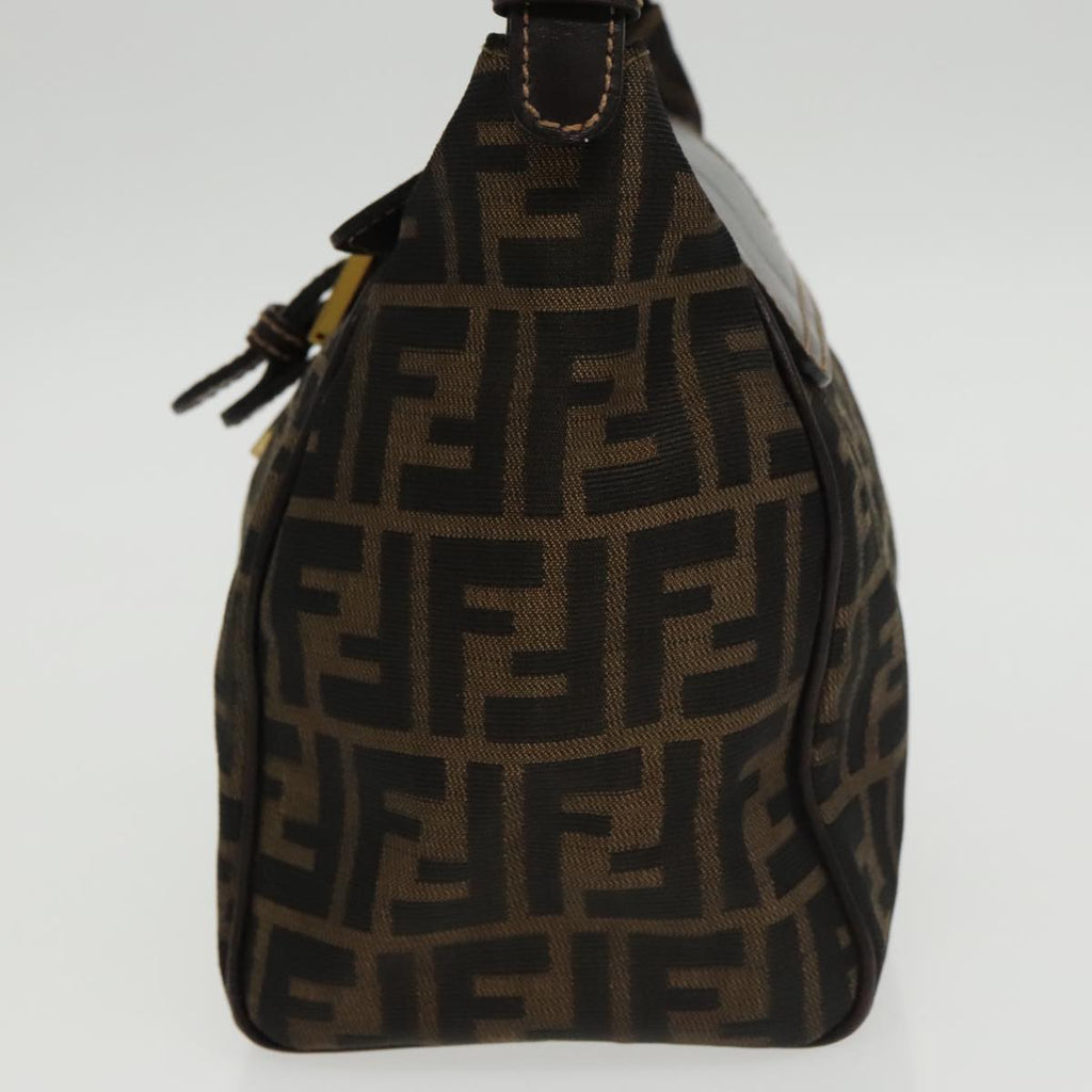 FENDI Zucca Canvas Hand Bag Brown Black gold 100727
