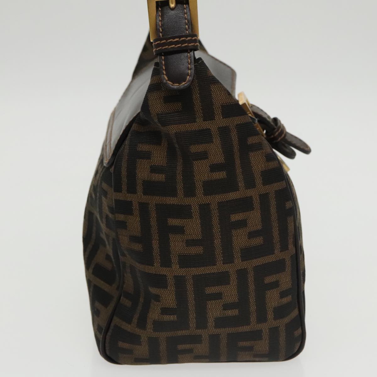 FENDI Zucca Canvas Hand Bag Brown Black gold 100727