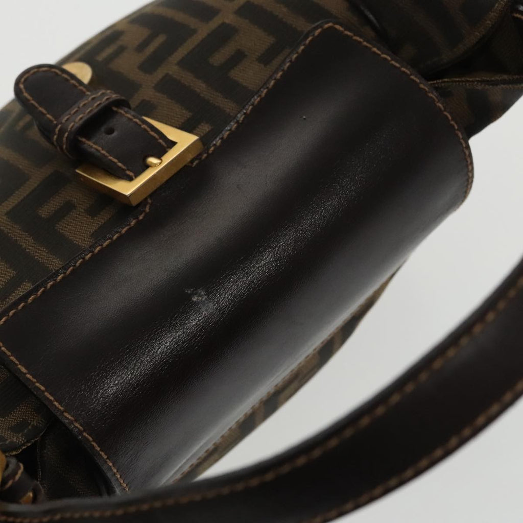 FENDI Zucca Canvas Hand Bag Brown Black gold 100727