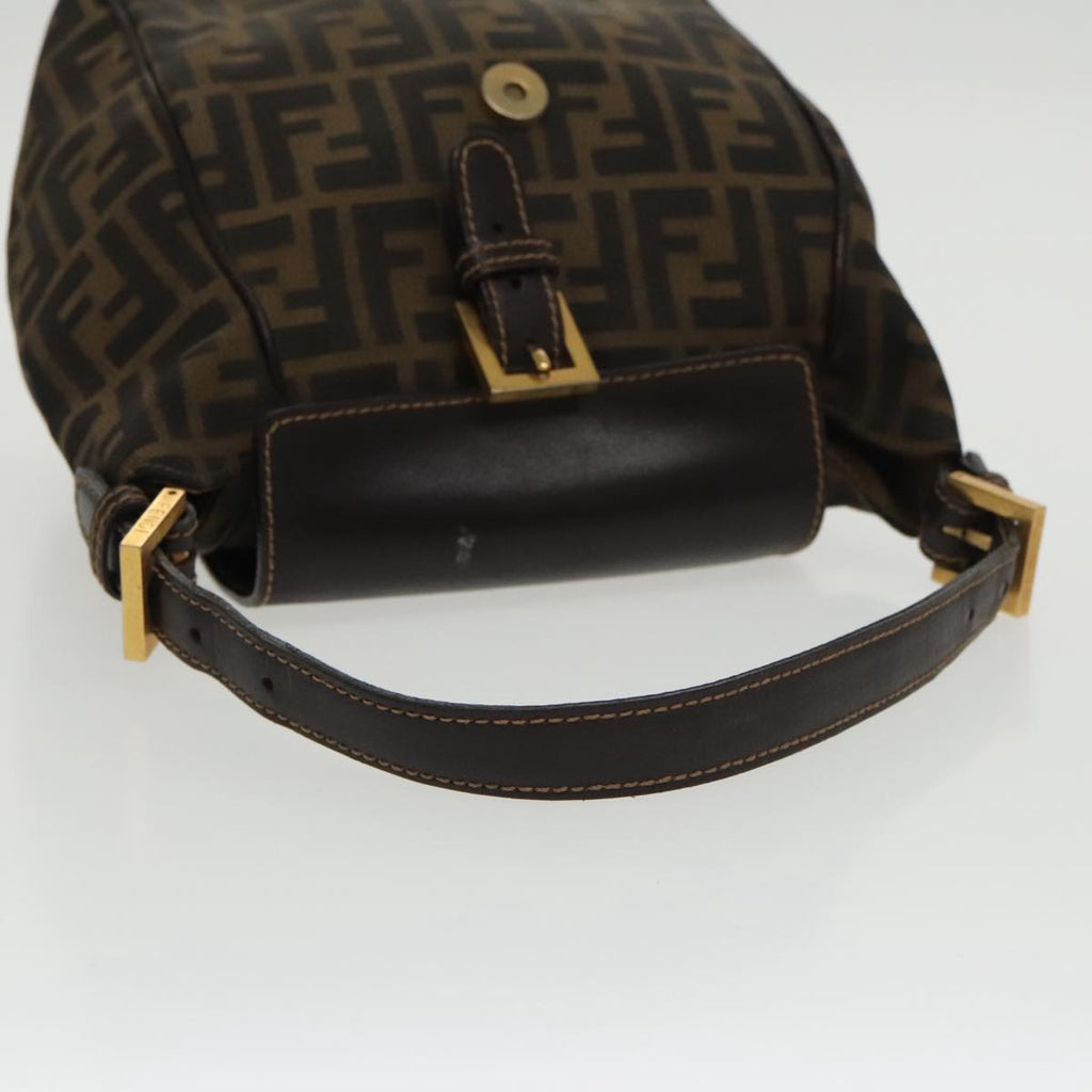 FENDI Zucca Canvas Hand Bag Brown Black gold 100727