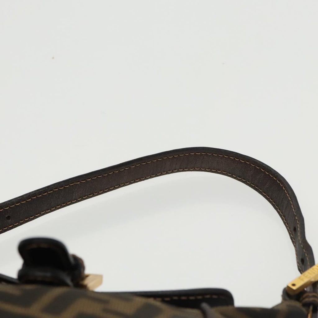 FENDI Zucca Canvas Hand Bag Brown Black gold 100727