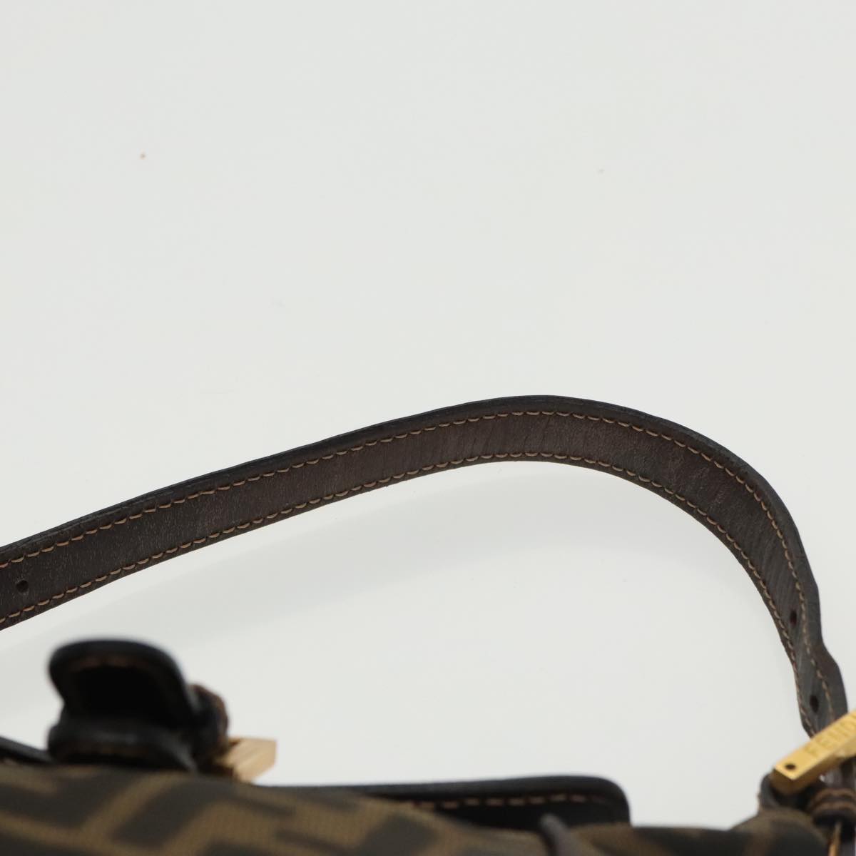 FENDI Zucca Canvas Hand Bag Brown Black gold 100727