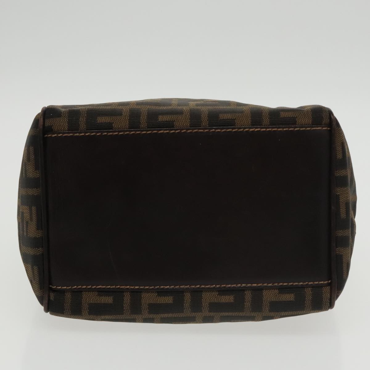FENDI Zucca Canvas Hand Bag Brown Black gold 100727