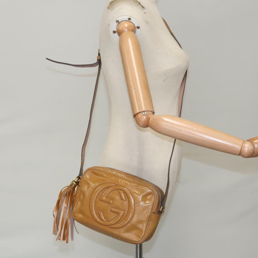 GUCCI Shoulder Bag Patent leather Yellow Gold 308364 100733